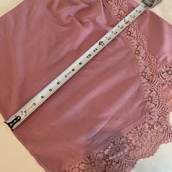 NWT M FREE PEOPLE blush pink lace trim mini skirt crop bralette set brand new - Picture 9 of 13